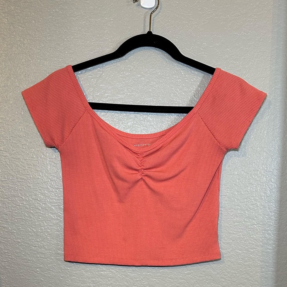 AEO Cinch Front Off the Shoulder Crop